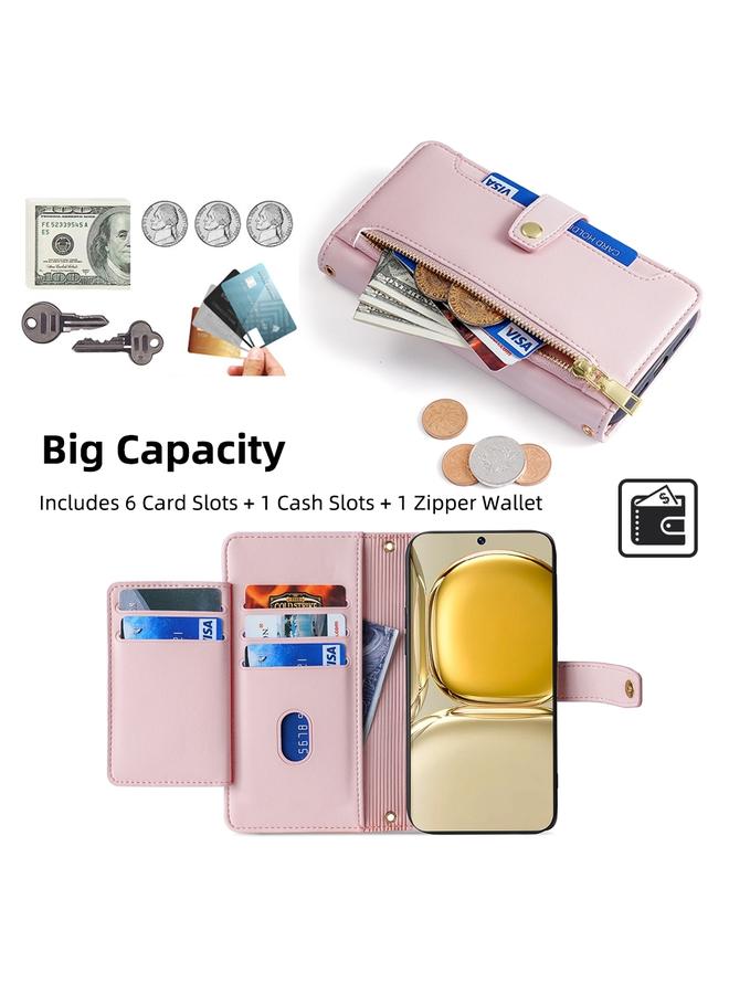 S-TOP Case For Huawei P50 Sheep Texture Cross-body Zipper Wallet Leather Phone Case - Image 3