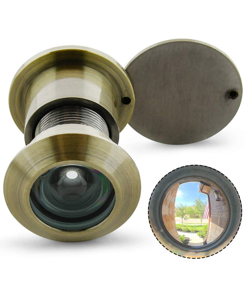 Earl Diamond - Solid Brass Door Viewer Peephole, 220-Degree Security Peephole with Heavy Duty Rotating Privacy Cover for 1-21/32" to 2-1/8" Doors for Home Office Hotel - Antique Bronze Finish - Image 1