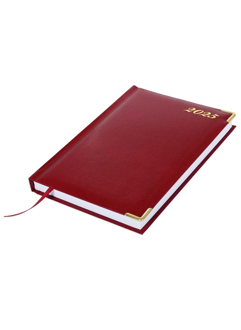 FIS Fis 2025 A5 Diary,Gold Corners,English Vinyl 1Side Padded Maroon -FSDI22E25MR  - Image 4