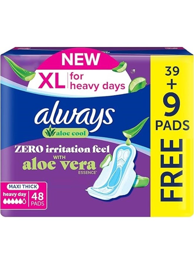 Always Aloe Cool Pads for Heavy Days, 48 XL Maxi Thick Pads - Image 2