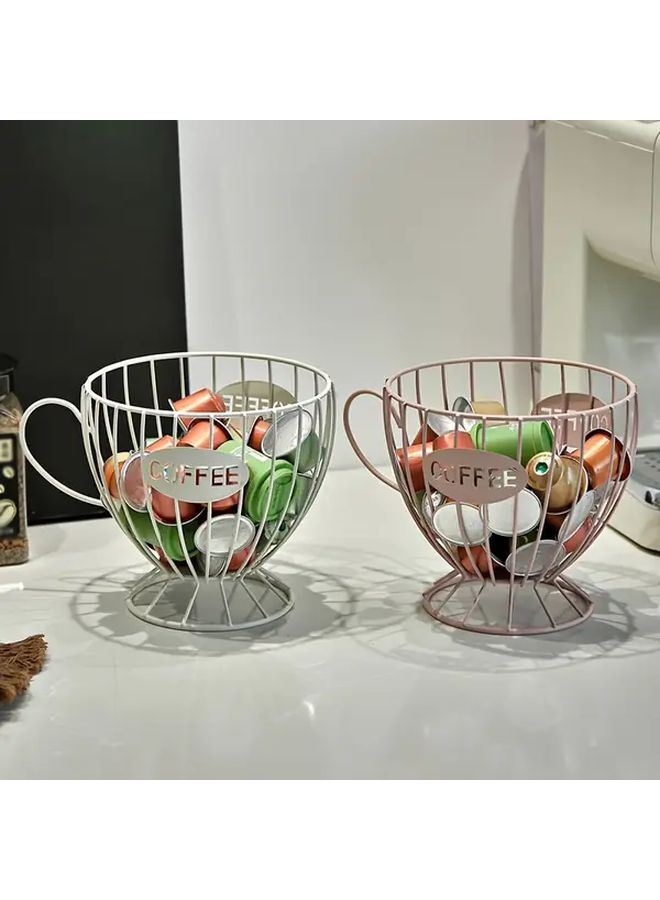 Pink Coffee Capsule Holder And Organizer With Labeled Compartments Heavy Duty Iron Display Stand - Image 5