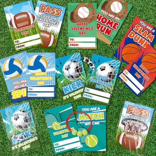 AuroTops Valentines Day Cards for Kids 24 Pack Adjustable Sports Charm Bracelets with Valentines Day Cards for Valentine School Party Favors for Kids Boys Girls Kid Exchange Valentines Day Gifts - Image 5