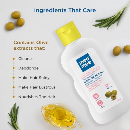 Mee Mee Baby Massage Oil And Shampoo Combo with Fruit Extract | Dermatologically Tested | Chemical Free | Tear-Free Formula, Enriched with Olive Extracts (Baby Oil 500ml+ Shampoo-400ml) - Image 5