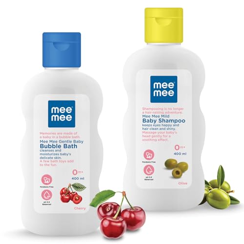 Mee Mee Baby Massage Oil And Shampoo Combo with Fruit Extract | Dermatologically Tested | Chemical Free | Tear-Free Formula, Enriched with Olive Extracts (Baby Oil 500ml+ Shampoo-400ml) - Image 1
