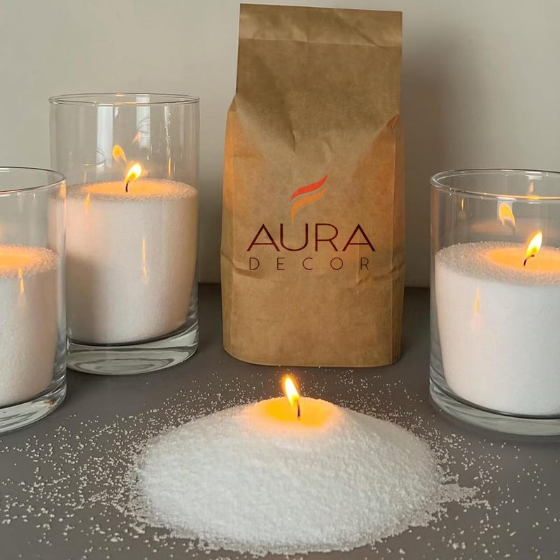AURA DECOR شمع الرمل اللؤلؤي من أورا ديكور مع 20 فتيلة قطنية شمع مسحوق رمل لؤلؤي طبيعي مجروش لصنع الشموع المخصصة ديكور المنزل هدية الزفاف والمهرجان شمع لؤلؤي 1 كجم - Image 1