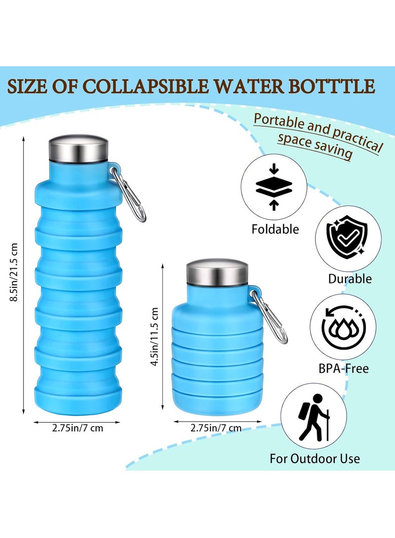 KASTWAVE 2Pcs Collapsible Water Bottles, Food-Grade BPA-Free Silicone Travel Bottles, Lightweight Portable Water Bottle, Reusable Silicone Water Bottle, for Camping Hiking Sport, 500ml Blue and Black - Image 5