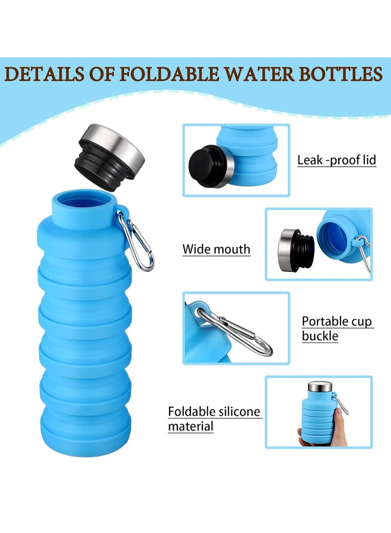 KASTWAVE 2Pcs Collapsible Water Bottles, Food-Grade BPA-Free Silicone Travel Bottles, Lightweight Portable Water Bottle, Reusable Silicone Water Bottle, for Camping Hiking Sport, 500ml Blue and Black - Image 3