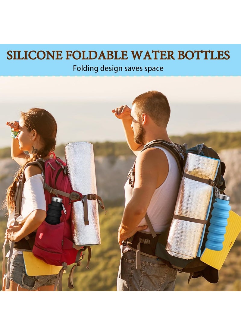 KASTWAVE 2Pcs Collapsible Water Bottles, Food-Grade BPA-Free Silicone Travel Bottles, Lightweight Portable Water Bottle, Reusable Silicone Water Bottle, for Camping Hiking Sport, 500ml Blue and Black - Image 4