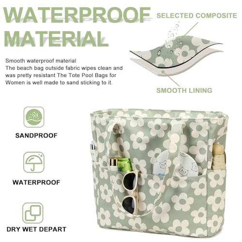 BLUBOON Waterproof Beach Tote Pool Bags for Women Ladies Extra Large Gym Tote Carry On Bag With Wet Compartment for Weekender Travel - Image 4