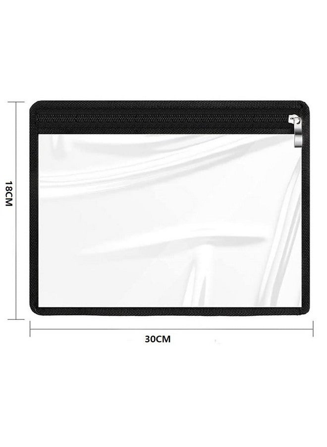 INTERIA Transparent Makeup Bags Cosmetic Makeup Bags | Clear PVC with Zipper Pouch Portable Travel Accessories Pouch-Black Border | Pack of (4) (Pack of 4 (30 X 18 CM), Black) - Image 5