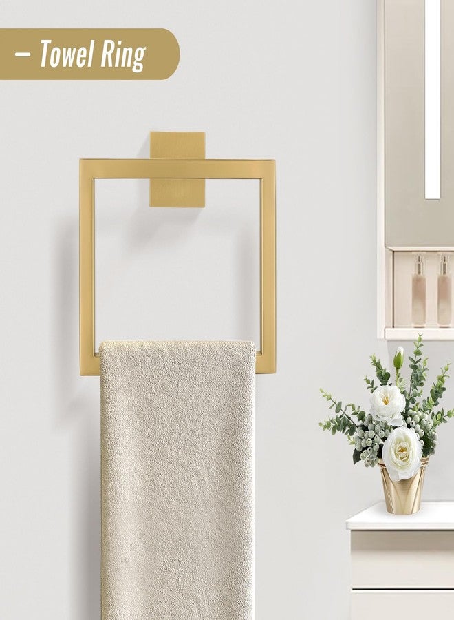 YACVCL Towel Bar Set, 5-Piece Brushed Gold Bathroom Hardware Set, Gold Bathroom Accessories Set, SUS304 Stainless Steel 23.6 Inch Towel Holder Towel Racks Set Wall Mounted - Image 3
