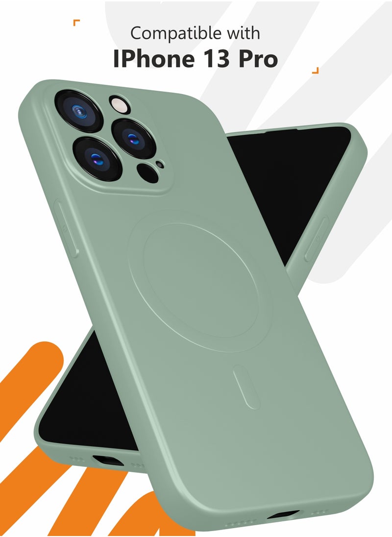 MOBILIUS - for iPhone 13 Pro Case, Soft Anti-Scratch Microfiber Lining, Compatible with MagSafe, Shockproof Phone Case for iPhone 13 Pro, Gray-green - Image 1