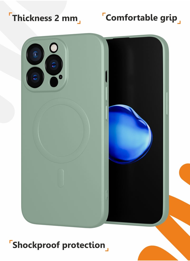 MOBILIUS - for iPhone 13 Pro Case, Soft Anti-Scratch Microfiber Lining, Compatible with MagSafe, Shockproof Phone Case for iPhone 13 Pro, Gray-green - Image 1