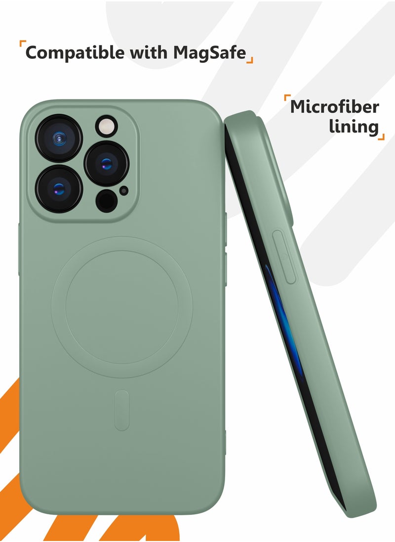 MOBILIUS - for iPhone 13 Pro Case, Soft Anti-Scratch Microfiber Lining, Compatible with MagSafe, Shockproof Phone Case for iPhone 13 Pro, Gray-green - Image 1