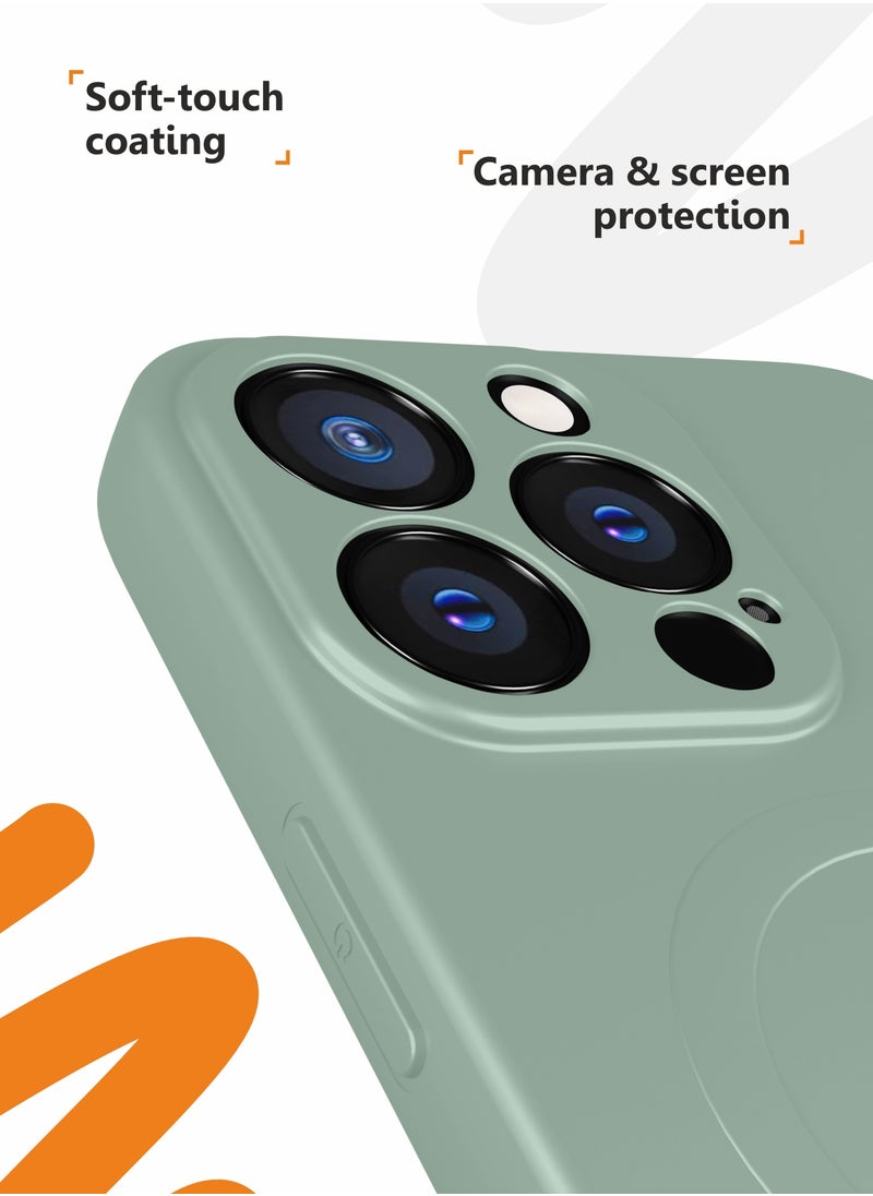 MOBILIUS - for iPhone 13 Pro Case, Soft Anti-Scratch Microfiber Lining, Compatible with MagSafe, Shockproof Phone Case for iPhone 13 Pro, Gray-green - Image 1