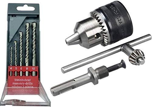 Inditrust 1/2-20 Unf Heavy Duty Masonry Drilling Bit Stand Set with Chuck Key, Masonry & Adaptor (13mm, 5 PC) - Image 5