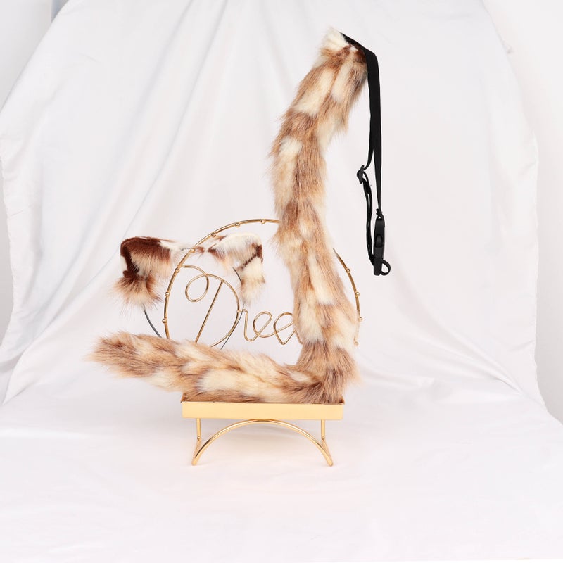 Dropshipping Tabby Cat Ear Headband Lolita Black and White Cat Tail Handmade Simulated Animal Ear Headband Animal Tail Set - Image 2