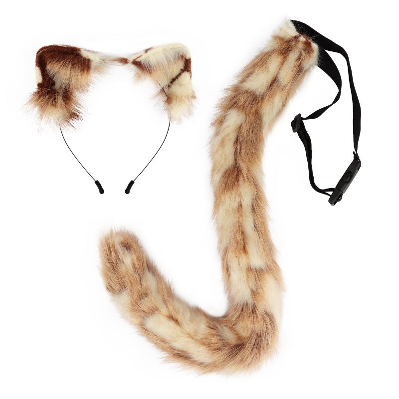 Dropshipping Tabby Cat Ear Headband Lolita Black and White Cat Tail Handmade Simulated Animal Ear Headband Animal Tail Set - Image 1