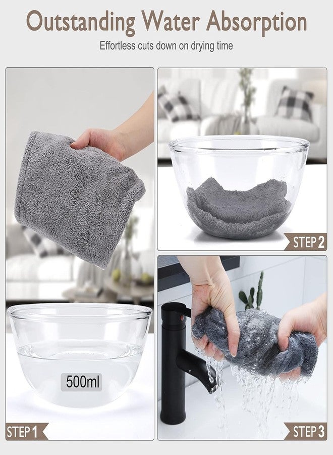 Fezora® Hair Towel Wrap for Women-Quick Drying Microfiber Towel for Hair with Elastic Loop for Tying-Super Absorbent Head Towels Wrap for Ladies Hair Turban (Grey) - Image 4