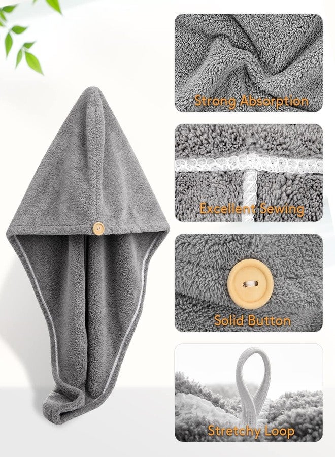 Fezora® Hair Towel Wrap for Women-Quick Drying Microfiber Towel for Hair with Elastic Loop for Tying-Super Absorbent Head Towels Wrap for Ladies Hair Turban (Grey) - Image 3