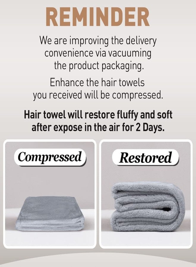 Fezora® Hair Towel Wrap for Women-Quick Drying Microfiber Towel for Hair with Elastic Loop for Tying-Super Absorbent Head Towels Wrap for Ladies Hair Turban (Grey) - Image 5