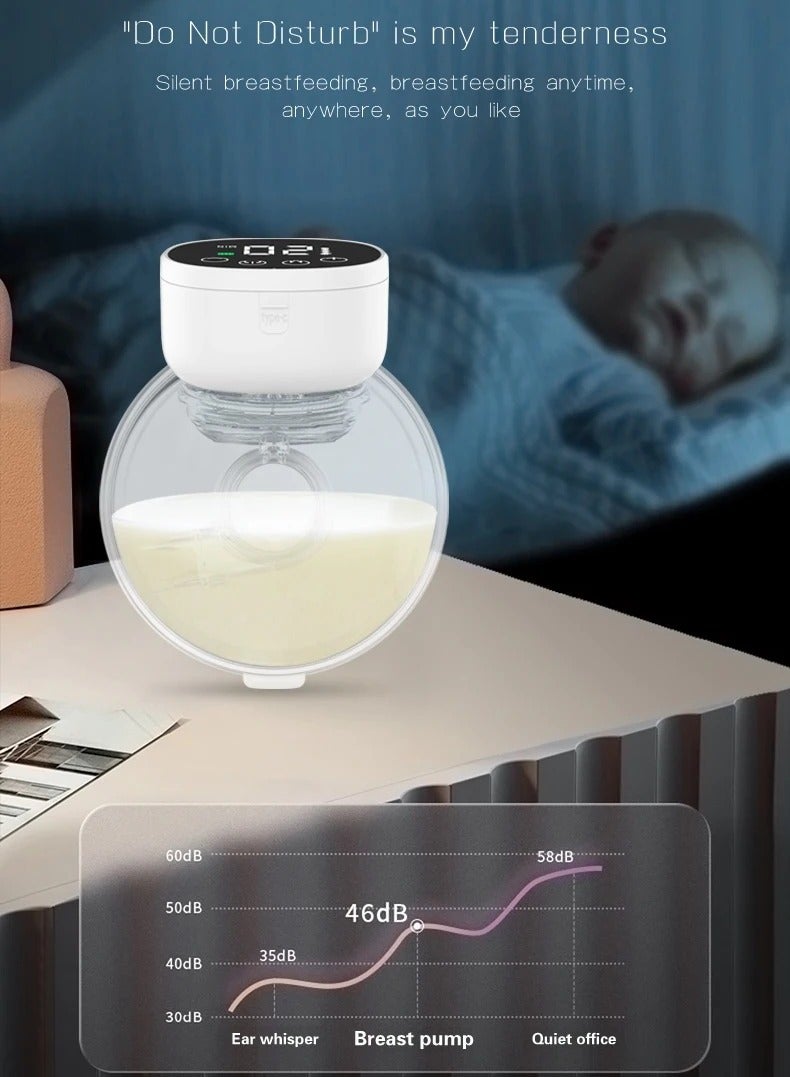 Wearable Breast Pump, 800mAH Battery Hands Free Electric Breast Pump With Three Modes, Lightweight Compact And Portable LCD Display Wireless Breast Pump, (White) - Image 3