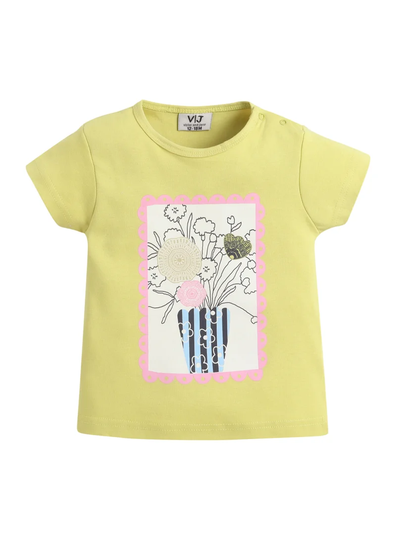 Victor And Jane  Infant Girls’ 2-Piece Set – Graphic Tee & Pink Shorts for Women | Best Price UAE