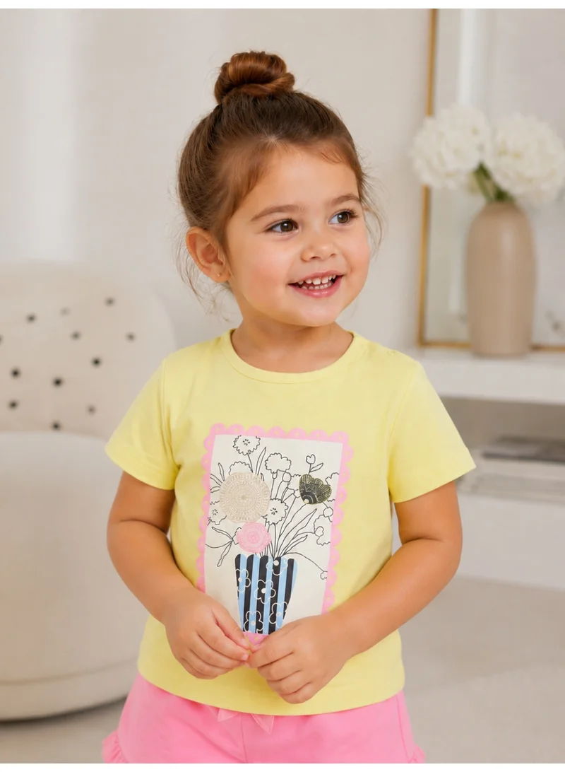Victor And Jane  Infant Girls’ 2-Piece Set – Graphic Tee & Pink Shorts for Women | Best Price UAE