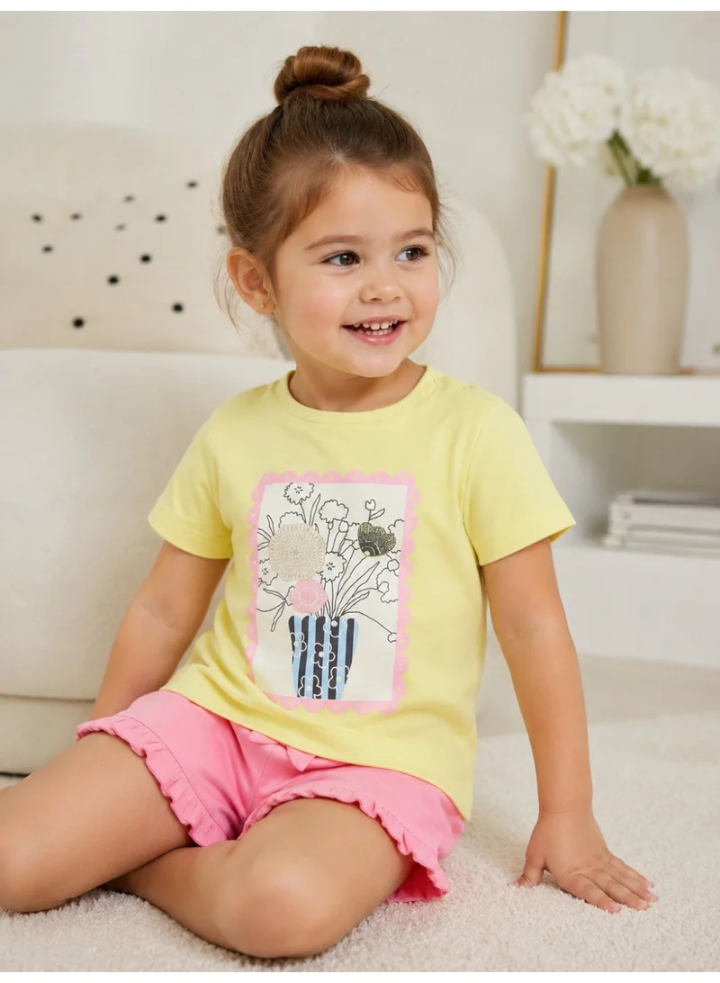 فكتور اند جين Infant Girls’ 2-Piece Set – Graphic Tee & Pink Shorts