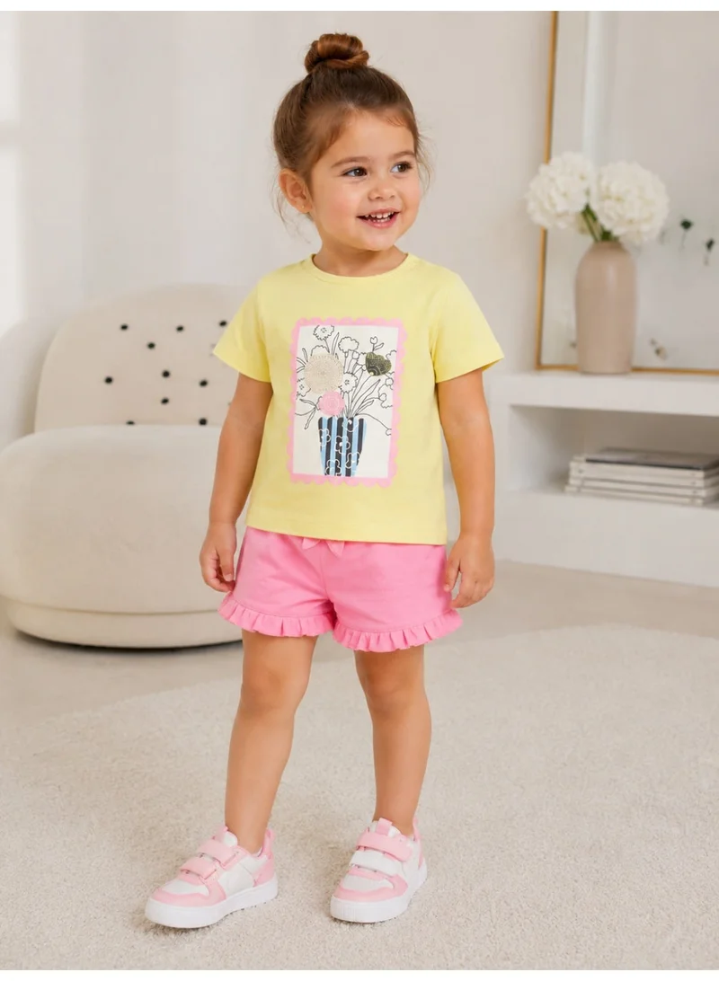 فكتور اند جين Infant Girls’ 2-Piece Set – Graphic Tee & Pink Shorts
