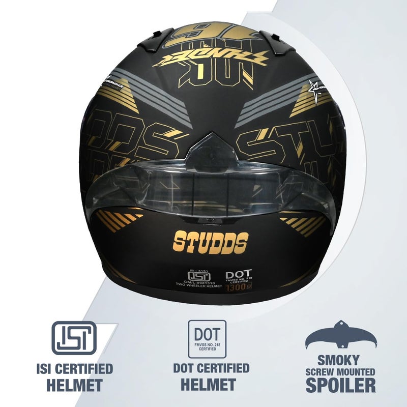 STUDDS Thunder D11 ISI and DOT Certified Full Face Helmet for Men and Women with Clear Visor - Image 4