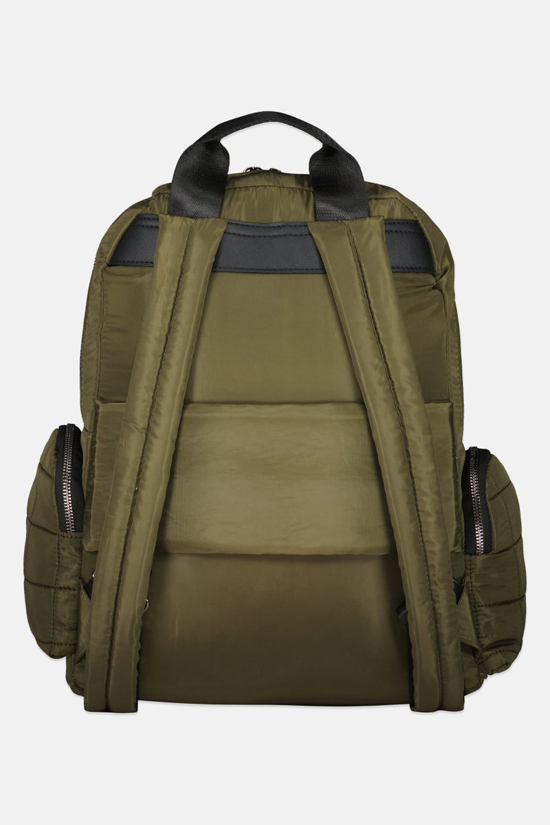 ADRIENNE VITTADINI Women Brand Logo Backpack With Card Holder, Olive - Image 2