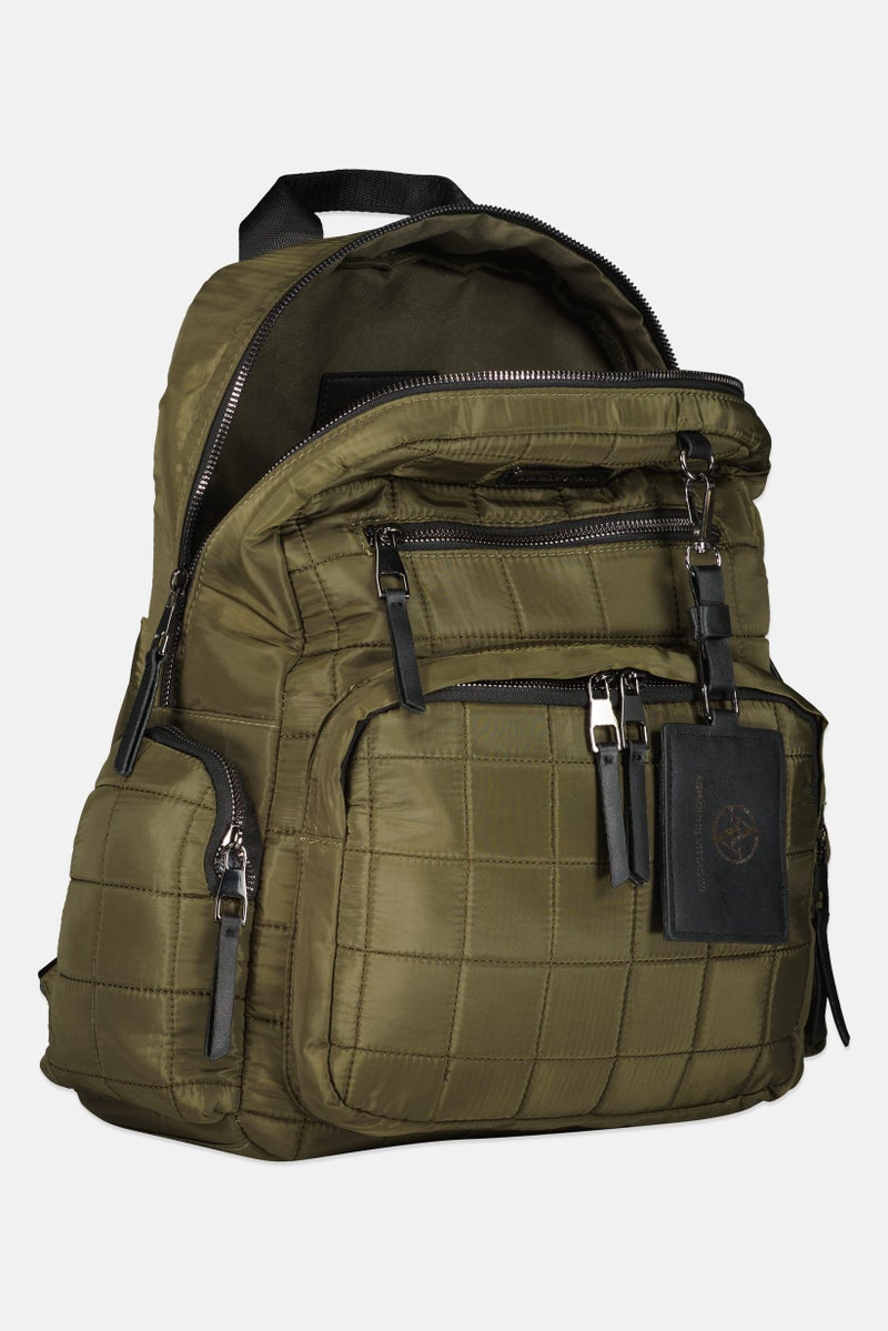 ADRIENNE VITTADINI Women Brand Logo Backpack With Card Holder, Olive - Image 3