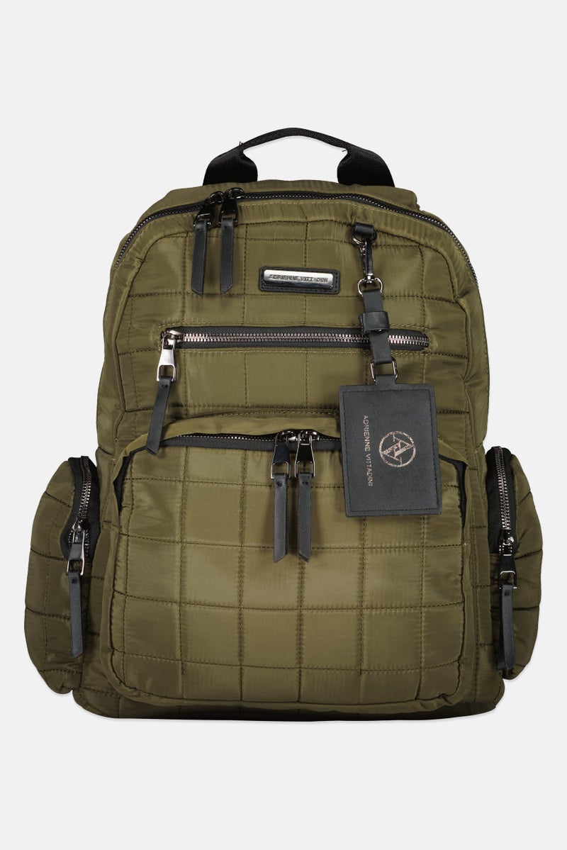 ADRIENNE VITTADINI Women Brand Logo Backpack With Card Holder, Olive - Image 1