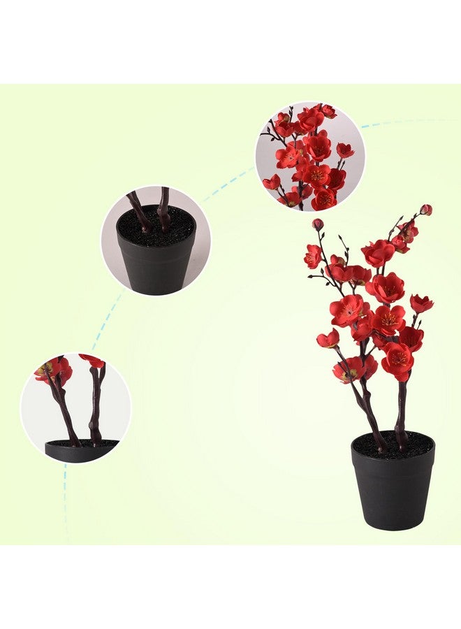 Hearts Artificial Plant|Artificial Flowers For Decoration|Plants For Office Décor|Decoration Artificial Flowers Pot|Natural Looking Plants|Two Forked Small Plum Blossom|Multicolor  - Image 5