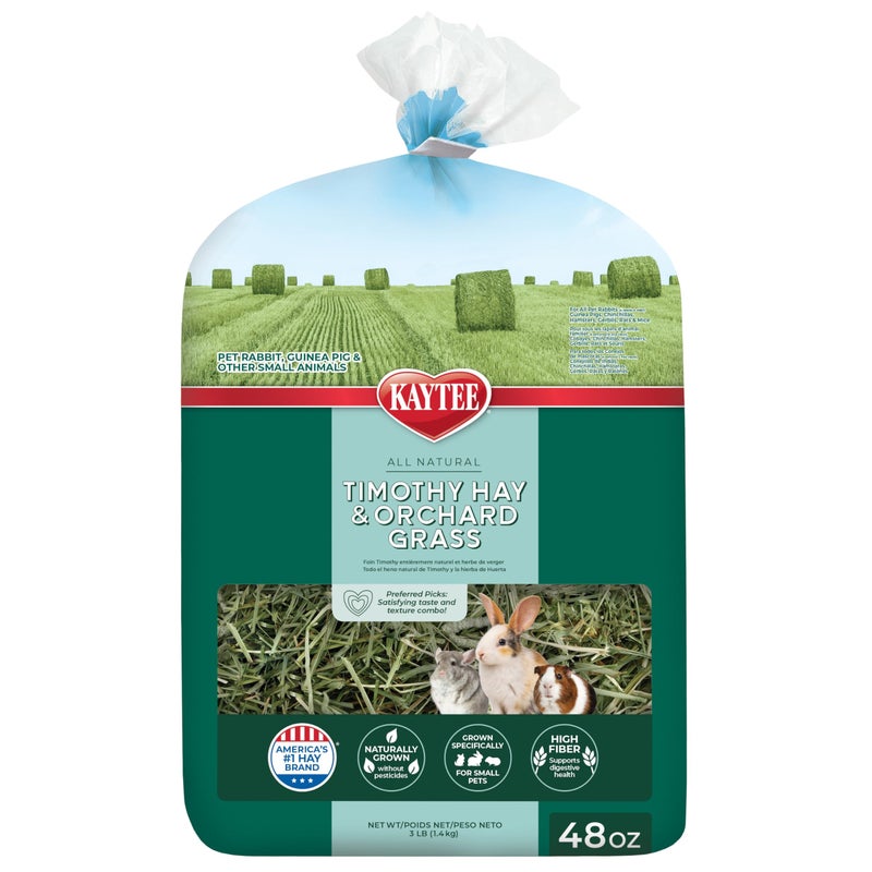 Kaytee Timothy Hay & Orchard Grass for Guinea Pigs, Rabbits & Other Small Animals, 48 oz - Image 1