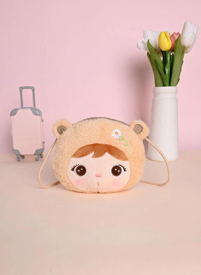 Metoo Cute Little Baby Plush Shoulder Bags Wallets For Girls Plush Shoulder Bags with Strap for Kids Coin Purses Cute Princess Handbags Kids Accessories for Girls Beige - Image 5