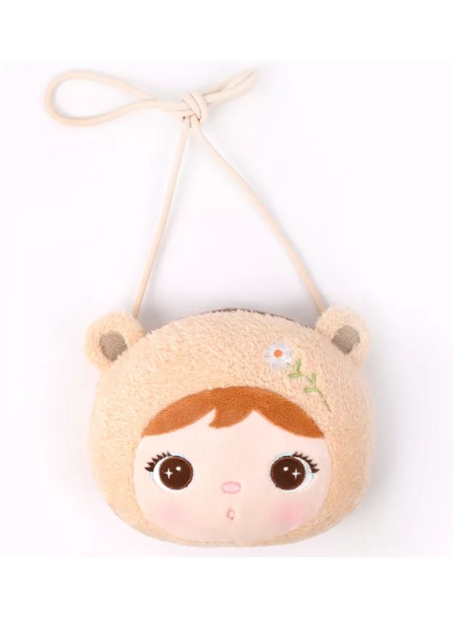 Metoo Cute Little Baby Plush Shoulder Bags Wallets For Girls Plush Shoulder Bags with Strap for Kids Coin Purses Cute Princess Handbags Kids Accessories for Girls Beige - Image 1
