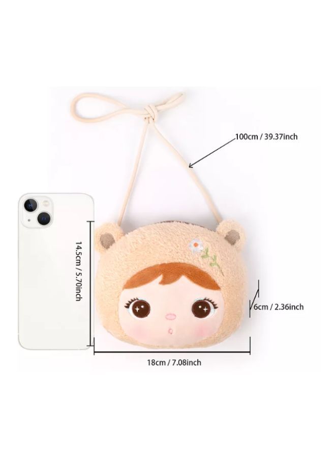 Metoo Cute Little Baby Plush Shoulder Bags Wallets For Girls Plush Shoulder Bags with Strap for Kids Coin Purses Cute Princess Handbags Kids Accessories for Girls Beige - Image 4