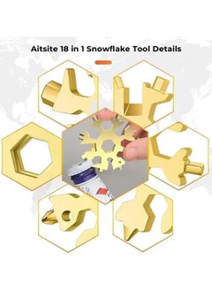 DEFAONS DEFAONS 18 in 1 Snowflake Spanner Hex Camp Survive Tools Repair Bottle Opener Screwdriver Snowflake Wrench  - Image 3