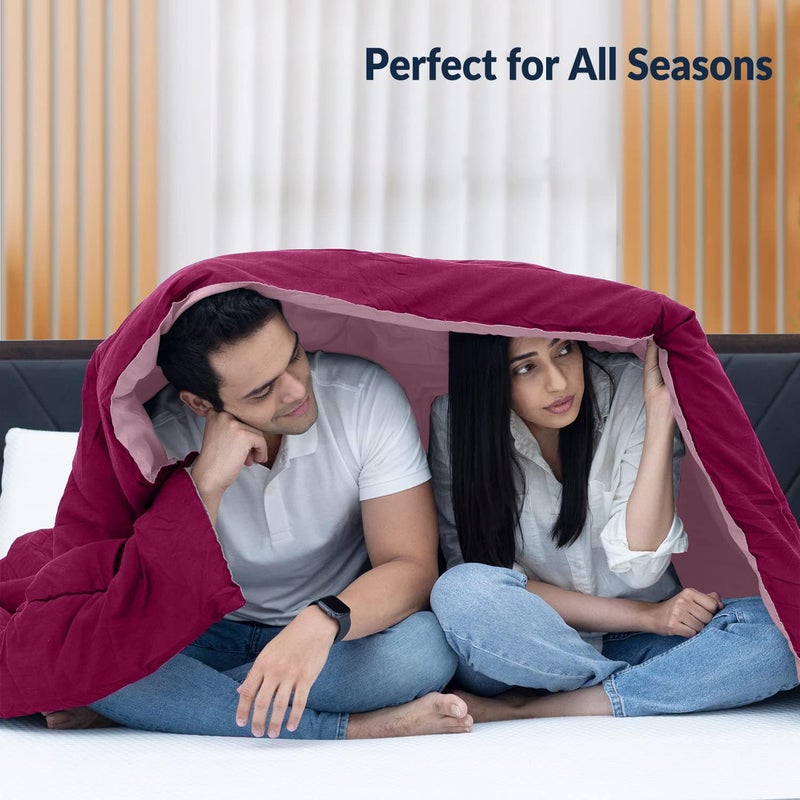 Home Studio Home Plus Studio Summer Razzai All Season 220 GSM Ac Comforter Super Soft Fluffy Comforter (60" X 90" Inches) - Single Bed Comforter|Pink & Red| Lightweight| Microfibre  - Image 5