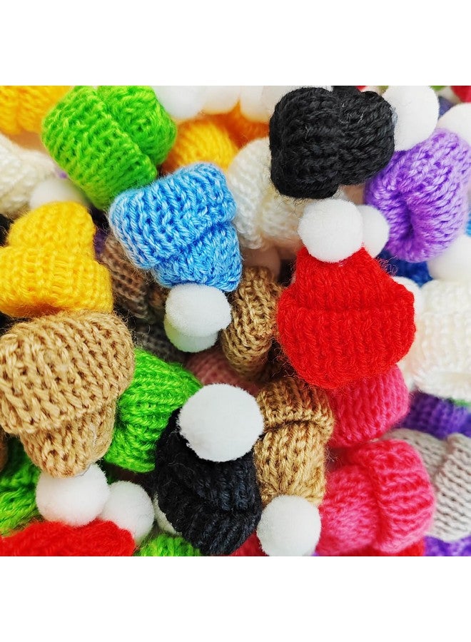 TIHOOD 99Pcs Mini Knitting Hats Christmas Mini Knitting Doll Hats Mini Wool Hat For Christmas Ornaments Diy Art And Craft, Assorted Colors - Image 4