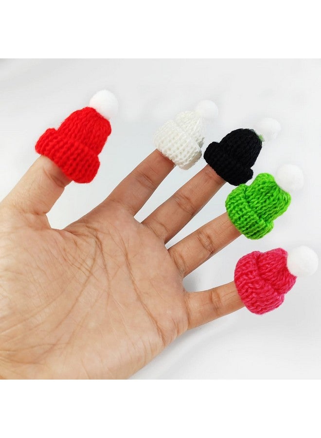 TIHOOD 99Pcs Mini Knitting Hats Christmas Mini Knitting Doll Hats Mini Wool Hat For Christmas Ornaments Diy Art And Craft, Assorted Colors - Image 3