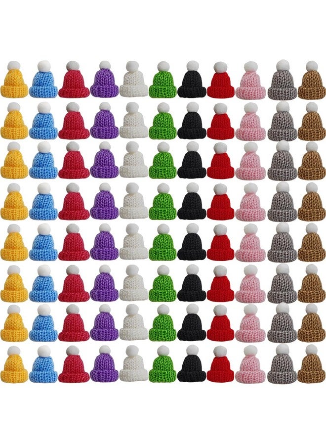 TIHOOD 99Pcs Mini Knitting Hats Christmas Mini Knitting Doll Hats Mini Wool Hat For Christmas Ornaments Diy Art And Craft, Assorted Colors - Image 1