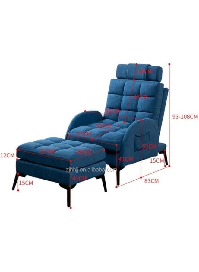 Poppins Home Poppins HOME Modern Design Home Office Luxury Executive Modern Leisure Sofa Set Living Room Sofa Single Seat Recliner Sofa with Footstool (Grey)  - Image 2