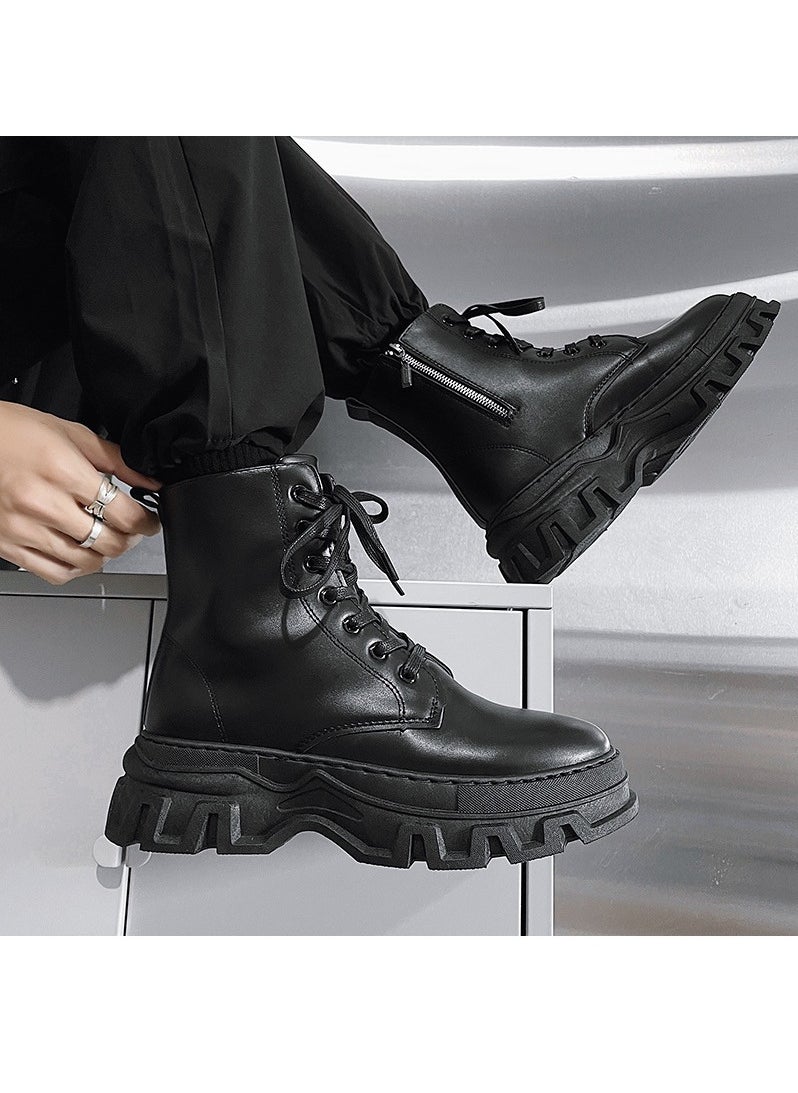 KUYING - New Men's Casual Leather Boots - Image 1