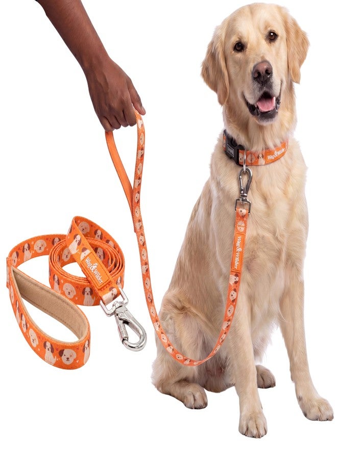 Wag & Wilder Wag and Wilder 5 FT Dog Leash for Small Dogs – Heavy Duty Lead for Training & Walking, Strong Metal Hook (Puppy Parade- Orange, Small) - Image 1