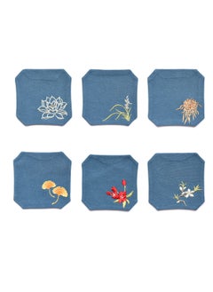 Y&D Chinese Style Cotton Linen Retro Water Absorbing Double Layer Thickened Cup Holder Fabric Embroidered Tea Cup Pad Fabric Art Cup Pad  - Image 1