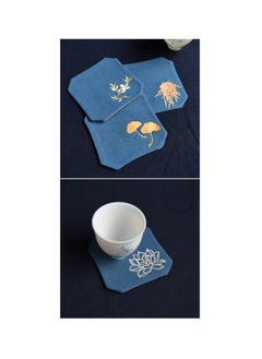 Y&D Chinese Style Cotton Linen Retro Water Absorbing Double Layer Thickened Cup Holder Fabric Embroidered Tea Cup Pad Fabric Art Cup Pad  - Image 3