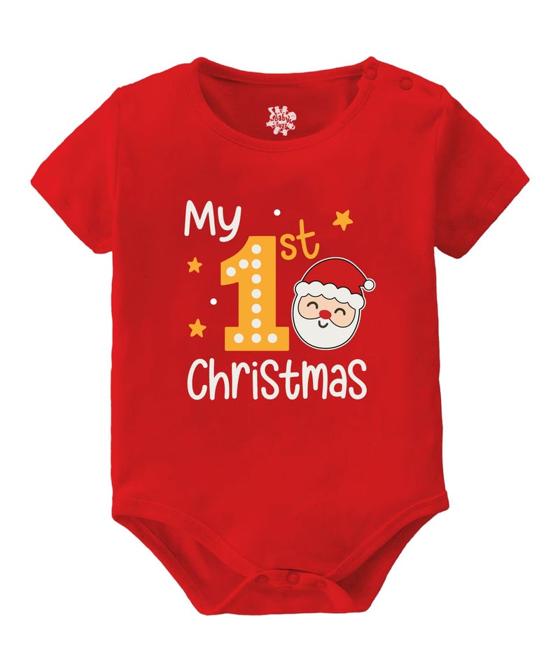 Baby Buzz My 1st Christmas Dress Outfit For Cute Baby Boy Girl | First Christmas Romper Bodysuit 100% Cotton Clothes | Christmas Photoshoot & Gift For Baby 0-3 Months - Image 1